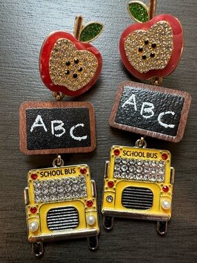 Sugarfix by Baublebar School Bus & ABC Apple Drop Dangle Earrings